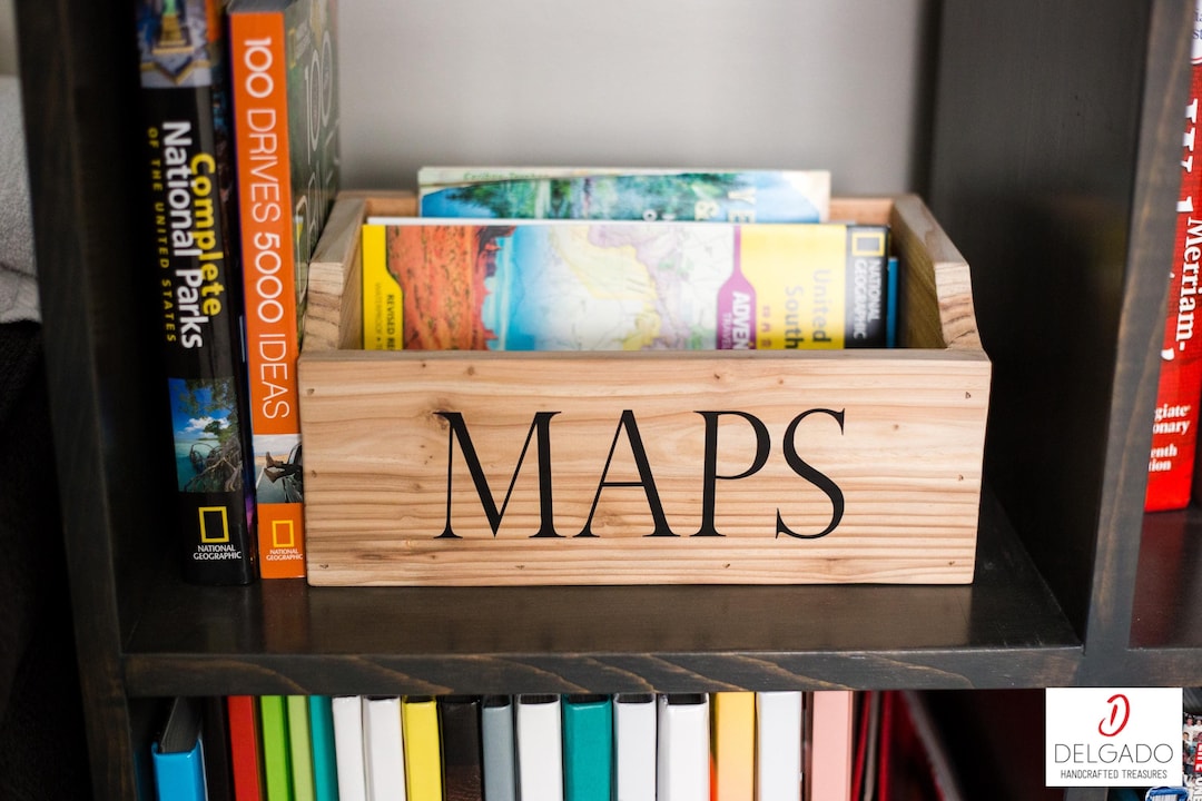 Standard Sized Road Map Holder Box, Cedar Wood, Home Decor, Memory Box ...