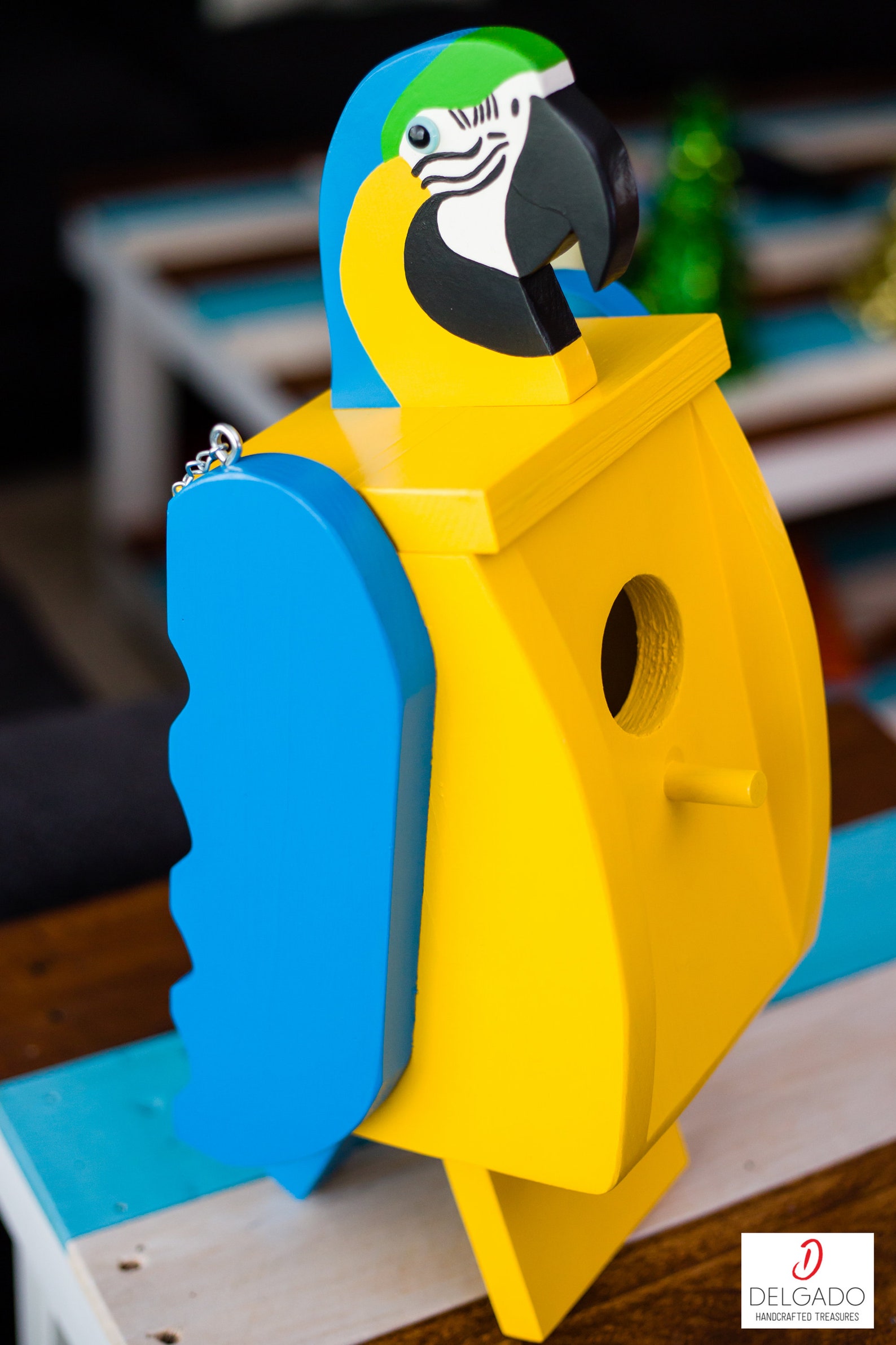 Picture of Blue and Gold Macaw Parrot Bird House Birdhouse Hand | Etsy