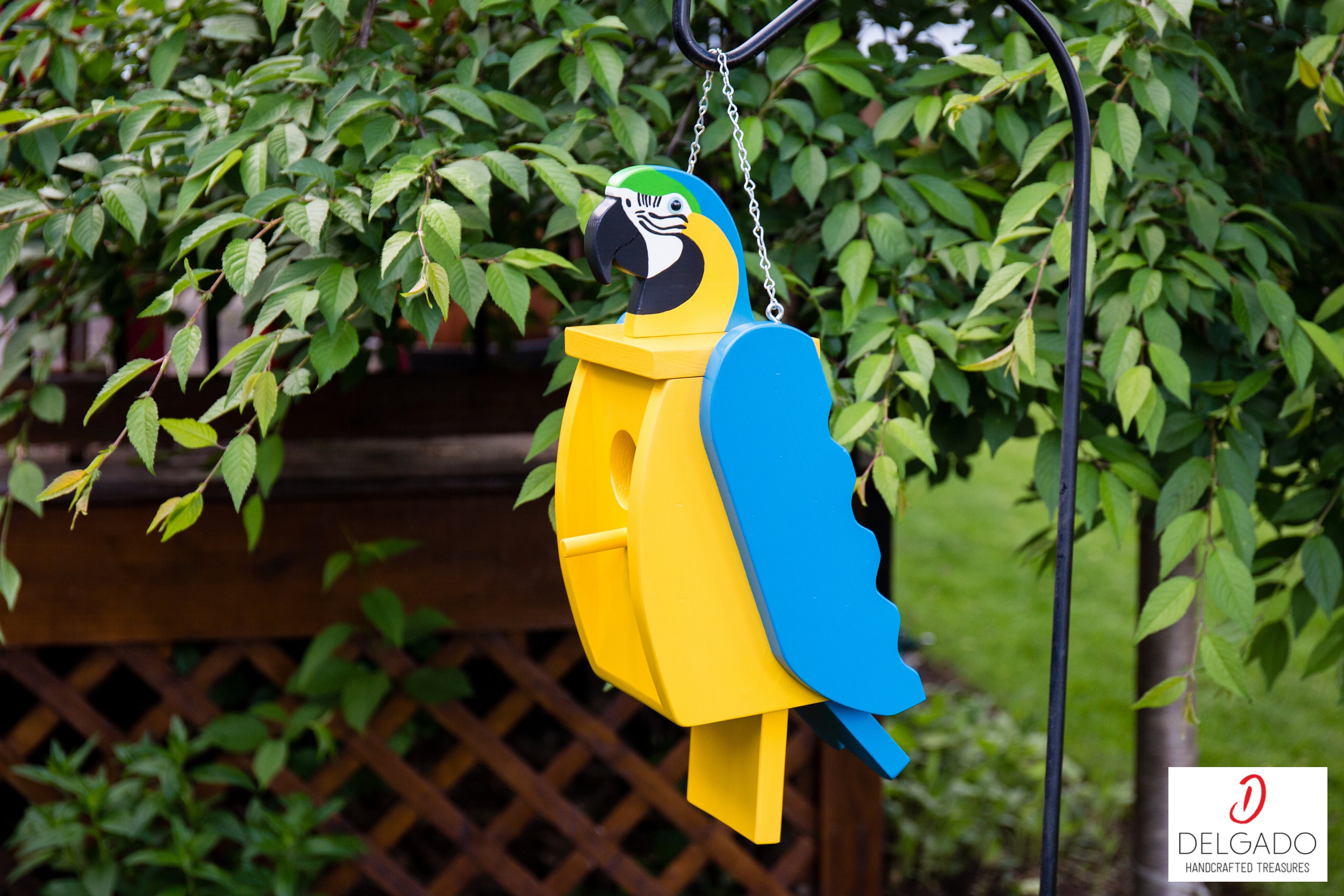 Blue and Gold Macaw Parrot Bird House Birdhouse Hand | Etsy