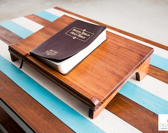 Wooden Lectern, Wooden Book Stand / Tablet & Cookbook Holder, Custom Stain Colors, Made to Order