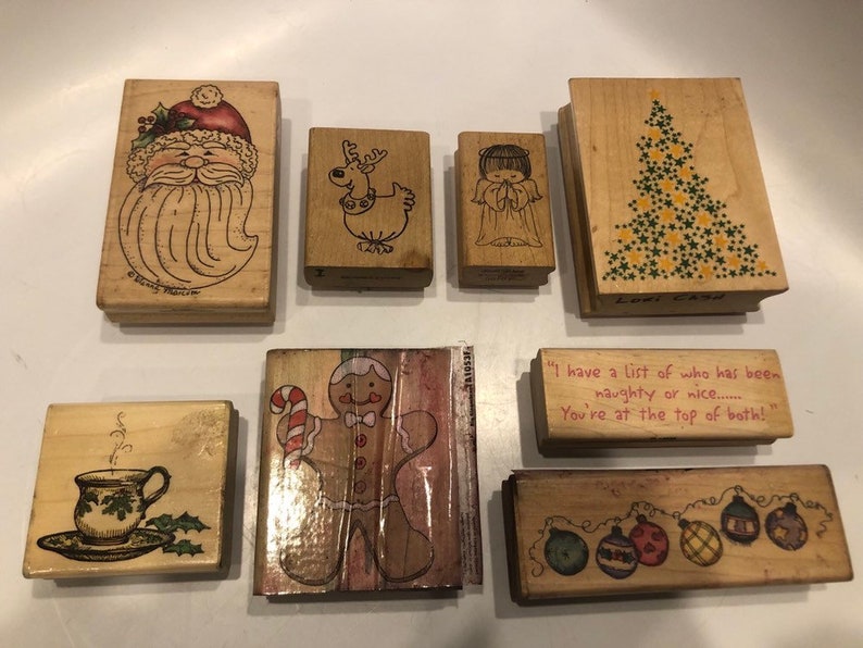 Vintage Rubber Stamps Christmas Lot Etsy