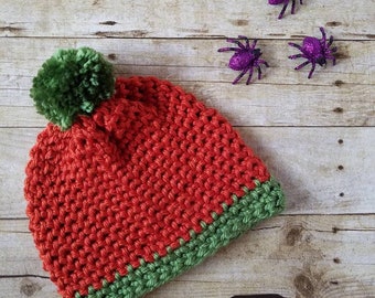 Chunky Knit Pumpkin Pom Hat size - ADULT ONE SIZE