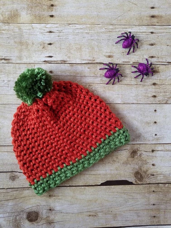 Chunky Knit Pumpkin Pom Hat Size Adult One Size