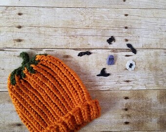 Pumpkin beanie Halloween hat orange beanie size - baby / toddler