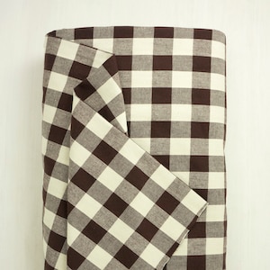 Yarn Dyed 3/4&quot;x7/8&quot; 100% Cotton Gingham, Lightweight, Chestnut Brown | Navy