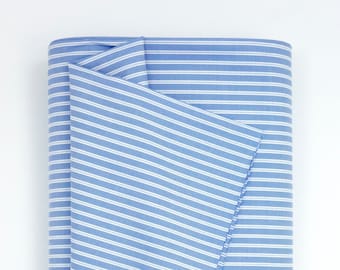 PAOLA MANFREDI. Italian Yarn-dyed Cotton Stripe, Lightweight, Sky Blue