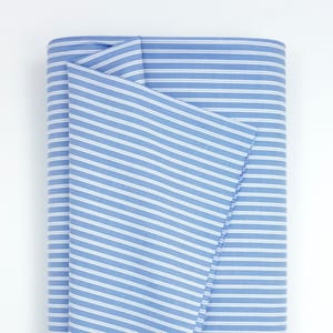 PAOLA MANFREDI. Italian Yarn-dyed Cotton Stripe, Lightweight, Sky Blue
