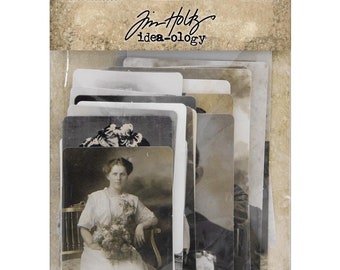 Idea-Ology Found Relative Vintage Portraits 45 Pieces Ephemera Card Making Journal Scrapbook Tim Holtz