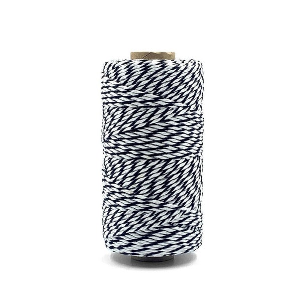 Black & White Baker's Twine 2mm 12 Ply 110 Yard Spool 100% Cotton String Paper Craft Scrapbook Gift Wrap Favor eco friendly