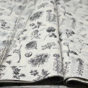 Botanical Tissue Paper 20&quot; X 30&quot;  5-10 sheets Black & Off White Botanicals Premium Decoupage Gift Wrap Pom eco-friendly