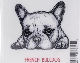 Sello adhesivo de bulldog francés de 5,3 x 4,4 cm, rojo intenso, para manualidades, organizadores de diarios y envoltorios de regalo.