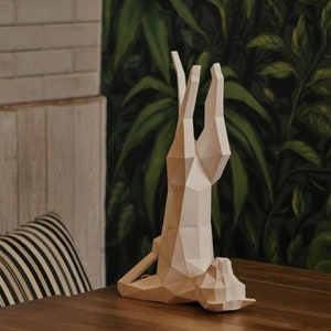 Yoga Cat 3D - Optional Lamp Kit interior Decor Kit Kitty Papercraft Polygonal Sculpture Model Gift