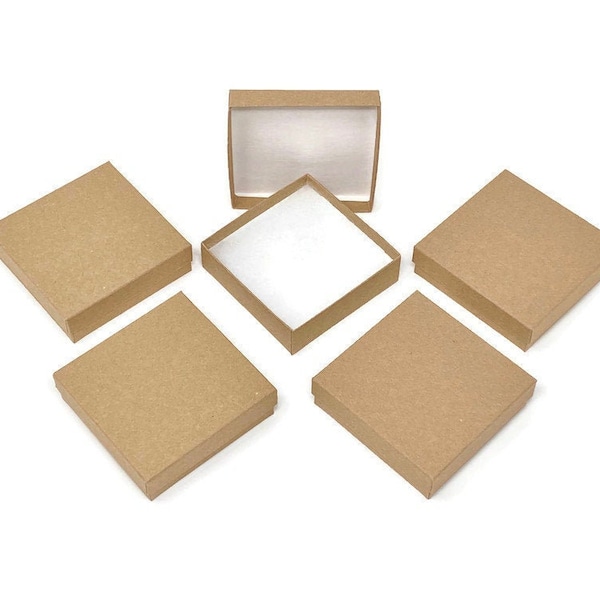 Kraft Jewelry Boxes Cotton Filled 5ct Gift Boxes