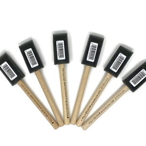 Foam Sponge Brush Wood Handle 6 Pack 1 inch JEN USA Paint Glue Decoupage Mod Podge Acrylic Latex Oil Enamel Stain Smooth Finish Applicator