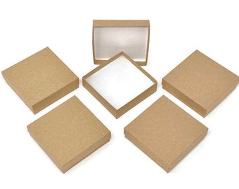 Kraft Jewelry Boxes Cotton Filled 5ct Gift Boxes