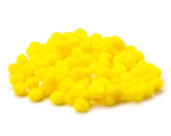 Pompones amarillos de 1,27 cm (1/2"), paquete de 100. Manualidades para niños, manualidades, tarjetas, álbumes de recortes, manualidades de papel, fiestas.