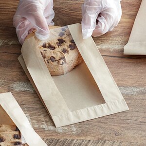 Kraft Paper Window Bakery Treat Bags 5x2x7 3/4" 10-25 pieces Cookie Gifts Parties Wedding Shower BBQ Card Craft Wax Paper eco friendly