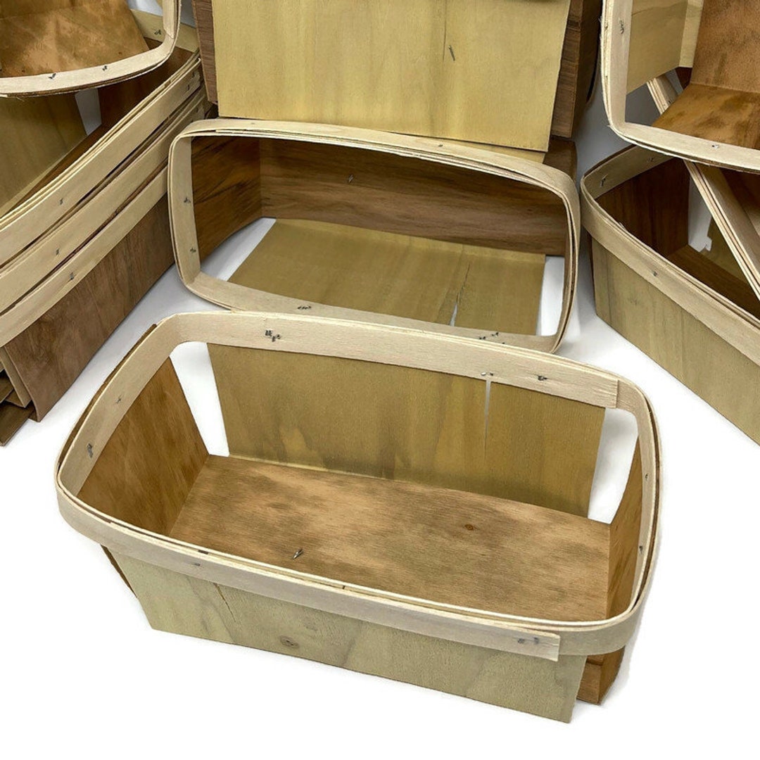 Wooden Berry Basket 2QT 9.5 5 3.75 Rectangle Natural Wood Rustic