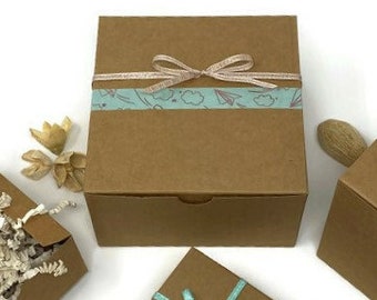 5 Kraft Gift Boxes  5X5X3 Tuck Top Lid eco friendly