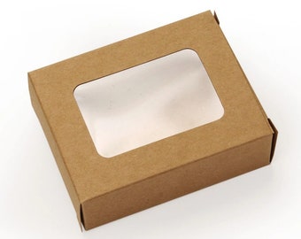 5 Kraft Window Gift Boxes 3 1/2'' X 2 3/4'' X 1 1/8'' Soap Box eco friendly