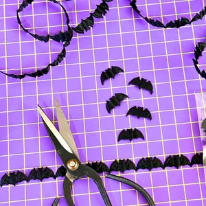 Black Bat Satin Cut Out Banner Puffy Ribbon Sealed Edge By The Yard Halloween Gift Wrap Scrapbook DIY Craft Card Trim Mini Garland