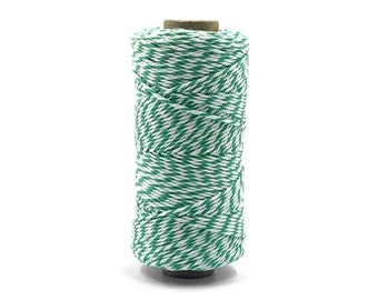 Green & White Baker's Twine 2mm 12 Ply 110 Yard Spool 100% Cotton String Paper Craft Scrapbook Gift Wrap Favor eco friendly