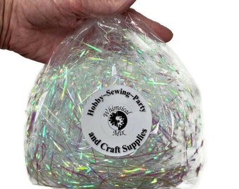 Iridescent Angel Hair Shred 1oz Shredded Cello Bridesmaid Easter Basket Grass Filler Bedding Tinsel Mermaid Party Craft Decor Reuse Recycle