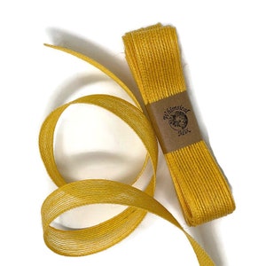 Mustard Natural Jute Ribbon 1&quot; x 5 Yards Open Weave Wedding Gift Floral Wreath Rustic Farmhouse Yellow Saffron Marigold Spiced Neutral