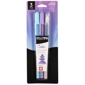 Sakura Gelly Roll Moods Collection Set 3 Pkg Calm Fine & Bold Point Pens Moonlight Lavender Fine Moonlight Sky Stardust Marine Star Glitter