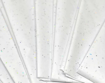 White Diamond Gemstone Tissue Paper 5-10 Sheets 20" X 30" Luxury Holographic Sequin Glitter Sparkle Gift Wrap Wedding Party