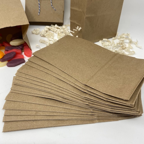 Kraft Paper Bags 3.5 X 2.375" X 6.75" 10-25 Size #1 LB Treat Favor Gifts Parties Mini Lunch Sack eco friendly Recycled