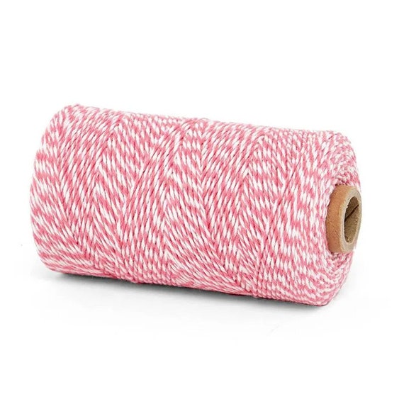 Cotton Bakers Twine Ribbon, 10 Ply, 100 Yards, Pink 