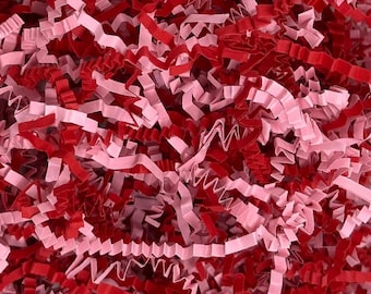 Papel arrugado rosa y rojo, 113 g (4 oz) para empaques de regalos y productos, relleno para cajas de damas de honor, césped para cestas de Pascua, San Valentín, ecológico.