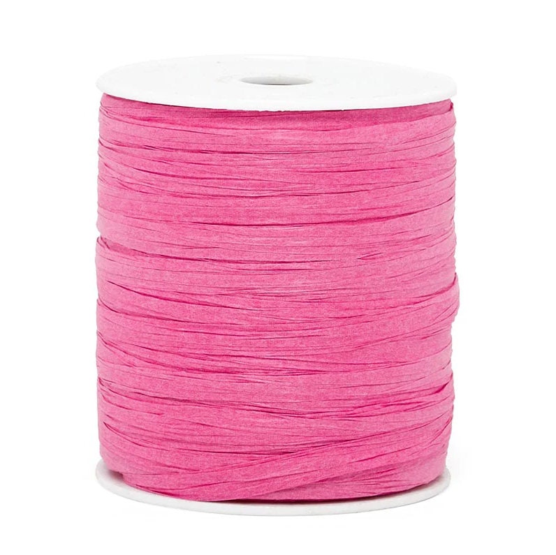 Gift Packaging Party Decor 1/4 x 100 yd DIY Home projections Natural Farms Hot Pink Paper Raffia Ribbon 