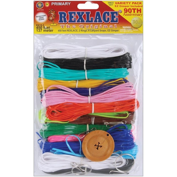 Rexlace Plastic Lacing Variety Pack Flat String Cord Primary Colors Kit  Jewelry Lanyard Key Ring Critter Zipper Pull EZ Gimper Tool 