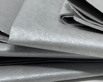 Papel de seda perlado color peltre, 25 hojas, 50,8 x 76,2 cm, de lujo, de doble cara, microcristalizado, con un brillo plateado perlado.