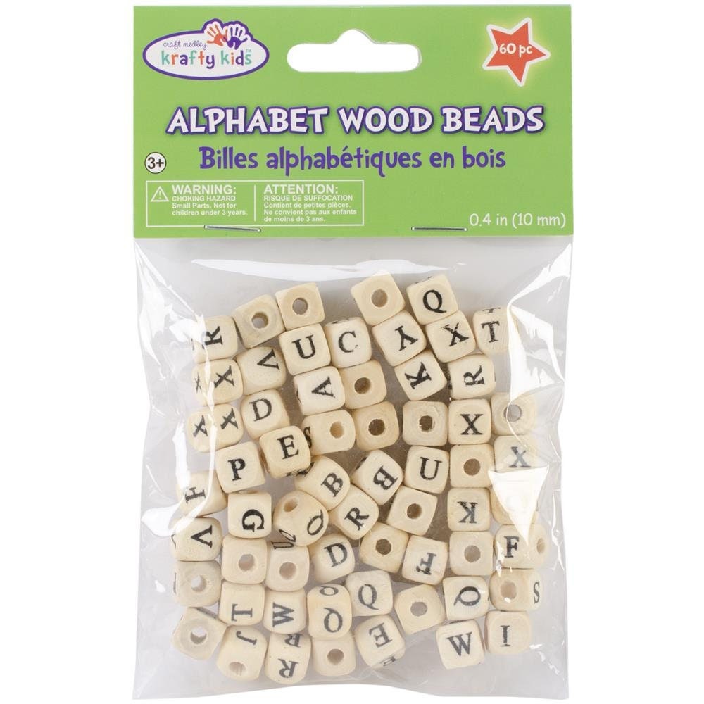 144 Wholesale 60 Piece Craft Wood Bead Letters - at 