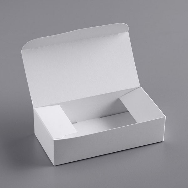 5 White Favor Boxes Popup 1/4 Lb Candy Box 4 1/2 x 2 5/16 x 1 1/8 Inches Party Wedding Shower Gift Holiday Food Safe eco friendly Valentine