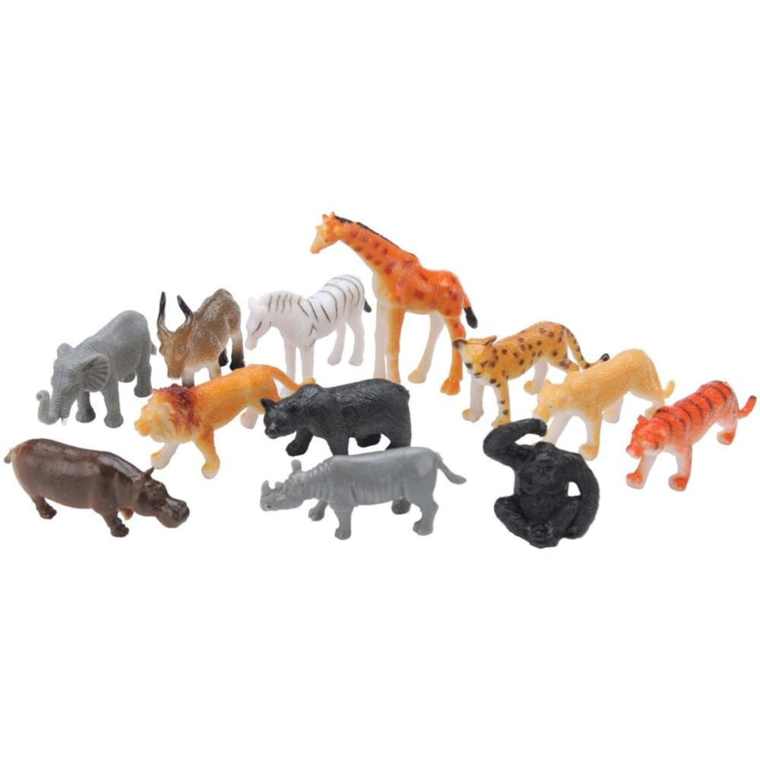 12 Jungle Animal Figurines 2 Inch Assorted Plastic Figures Miniature