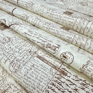 Vintage Post Tissue Paper 20X30"  5-10 Sheets Antique Ivory Brown Mocha Mousse Post Card Memorabilia Postage Ephemera Decoupage eco-friendly