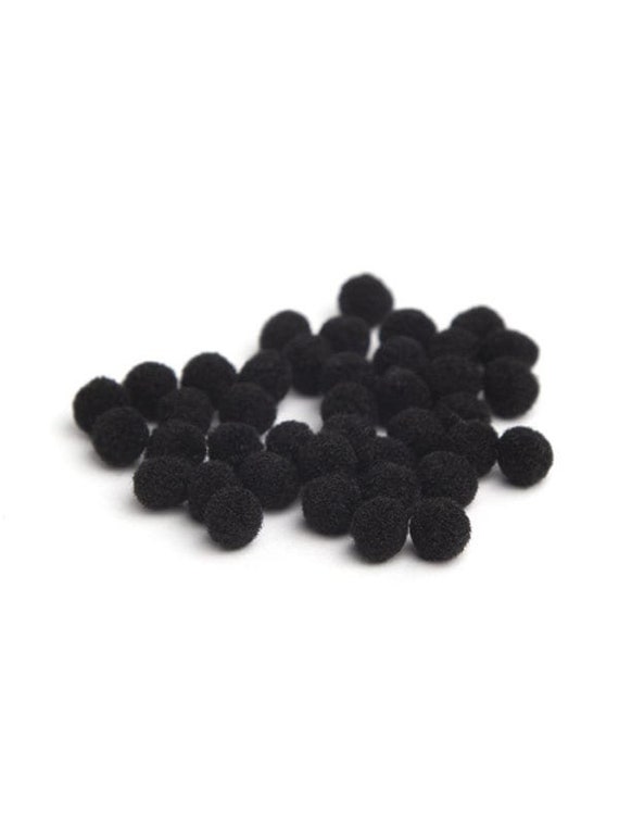 Cousin DIY Black 5mm Pom Poms - Pack Of 40, Perfect For Crafts, Kids' Projects, And Decor