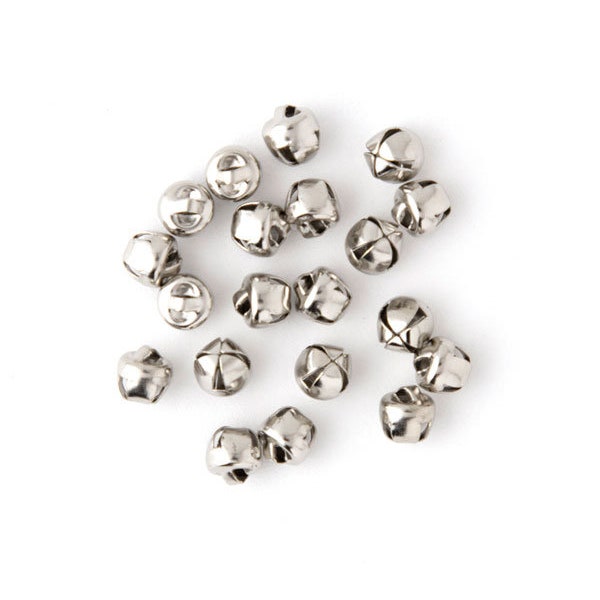 Tiny Silver Jingle Bells .25 inch 20ct Beads Charm Christmas Decor Ornament Pet Toy Jewelry Sweater Hat Gift Wrap Wreath Door Hanger Chime