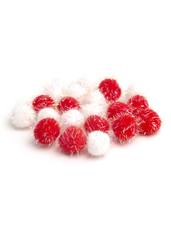 Glitter Pom-poms .5 80ct Assorted Tinsel Craft Ornament Decor Ugly Sweater  Hat 1/2 Inch 