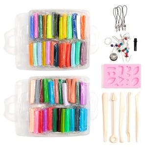 DIY Polymer Clay Jewelry Making Kit With Case, Tools, Molds, Accessories And 50 Colors Oven Bake Adult Craft Lover Gift Creative DIY