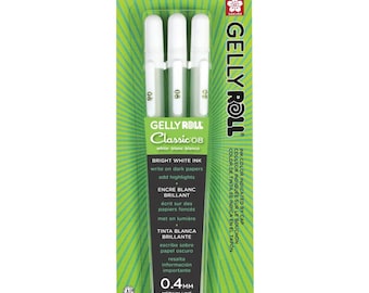 SAKURA Gelly Roll 0.4mm Medium Point Pens 3 Pkg Bright White Classic 08