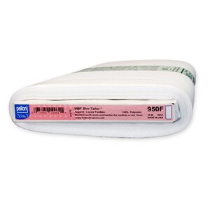 May include: White Pellon 950F Shir-Tailor fusible interfacing, 100% polyester, 20 inches wide, made in the USA.