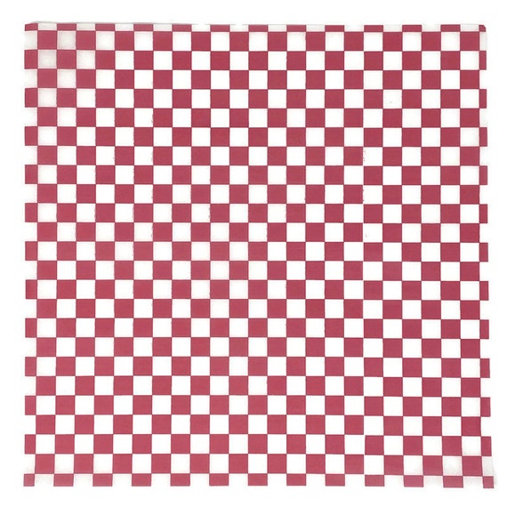 Red & White Checkered Wax Deli Sandwich Wrap Paper Sheets Basket Liner 12x12