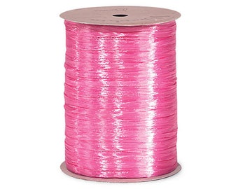 Azalea Pearlized Raffia Ribbon 100 Yards Hot Pink Barbie Magenta Berwick Wraphia Rayon ISPIE Yarn Party Gift Craft Wreath eco friendly