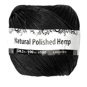 Natural Polished Black Hemp Roll 328.2Ft/100M, 100Lb, 1mm Jewelry Beading Macrame Crafting Weaving Wrapping DIY
