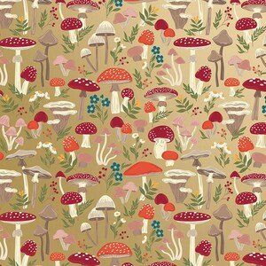 Mushroom Forest Gift Wrap Paper Luxury 30" X 30" Tiny Flowers & Berries Soft Gold Pearl Craft Scrapbook Card Decor Book Cover